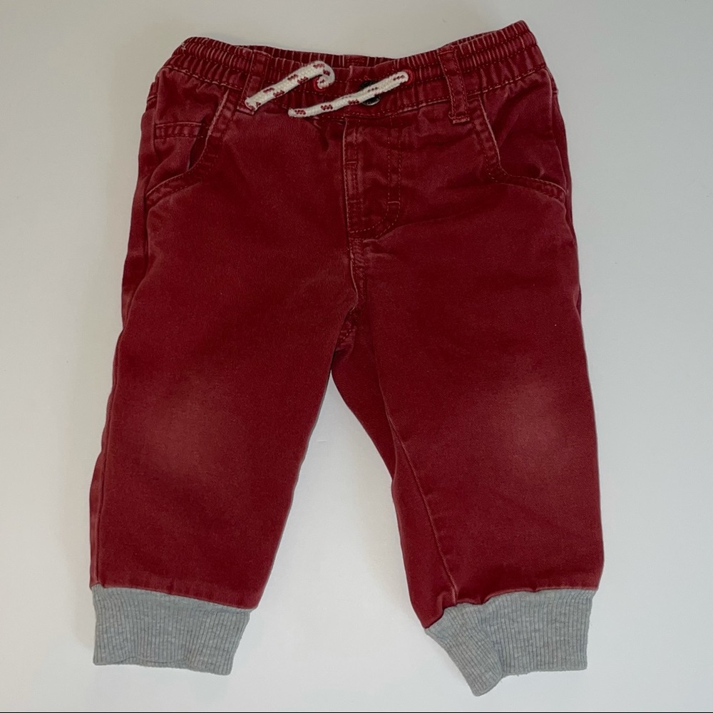 OshKosh Rust Elastic Drawstring Waist Jogger Pants, 12 Months